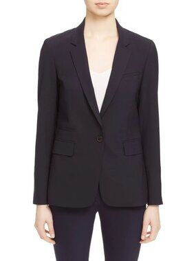 NWT Veronica Beard Classic Dickey Blazer in Navy Blue Stretch Wool Jacket 4